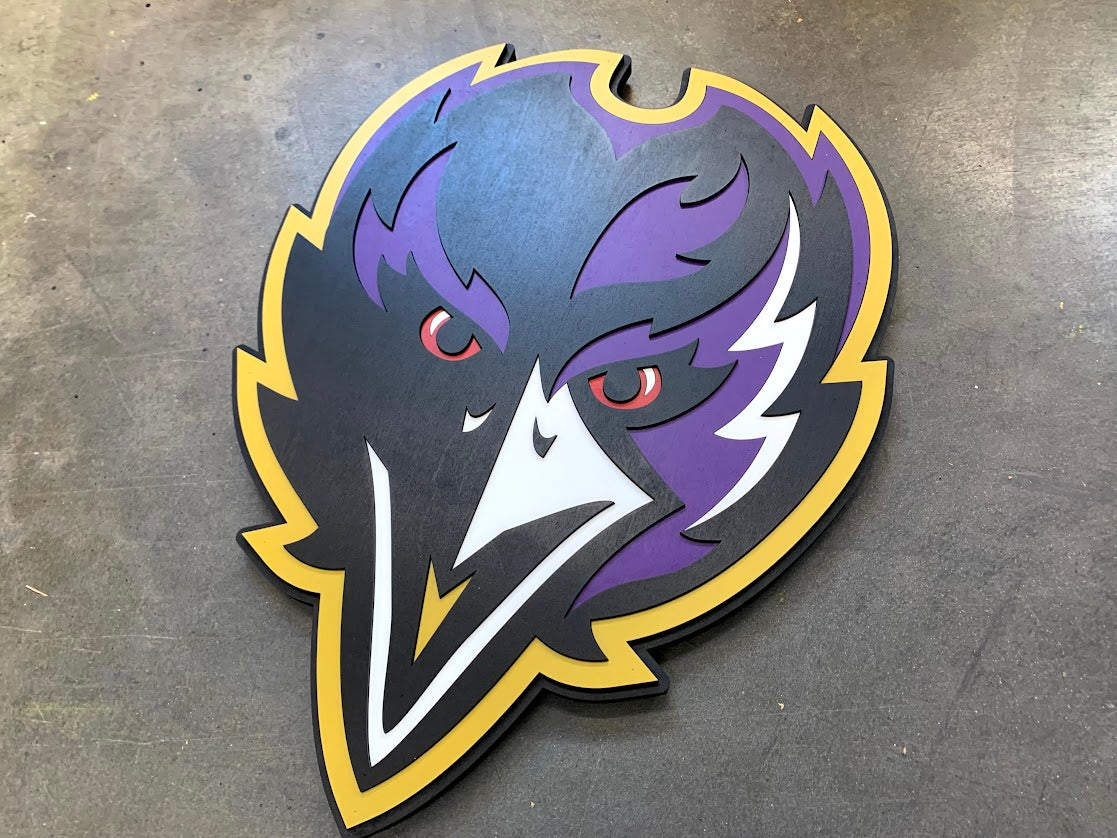 Baltimore Ravens Head Wooden Logo by Patriot Wood