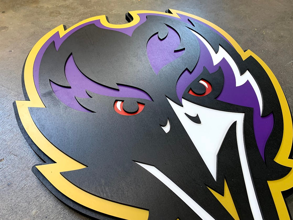 Baltimore Ravens Head Wooden Logo by Patriot Wood