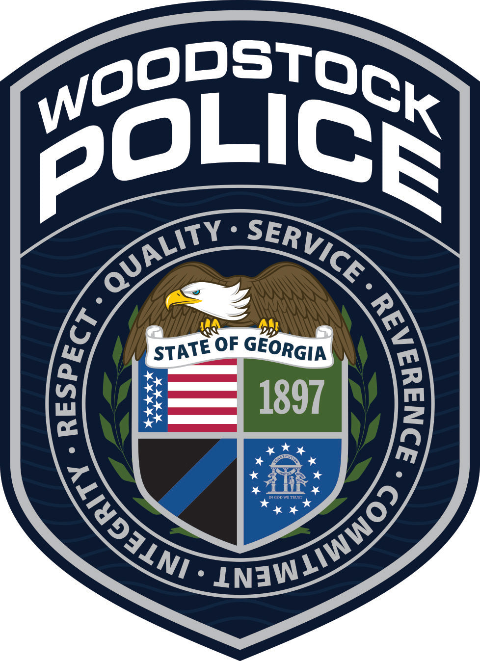 Woodstock Georgia Police Department wooden logo by Patriot Wood