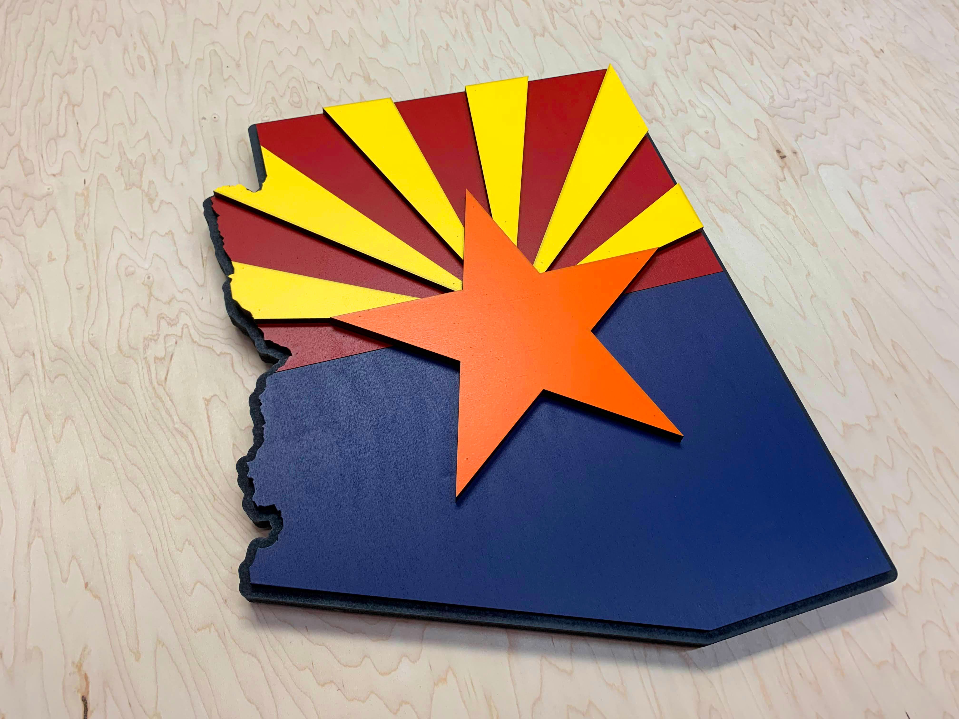 Arizona State Shape Wooden Flag by Patriot Wood