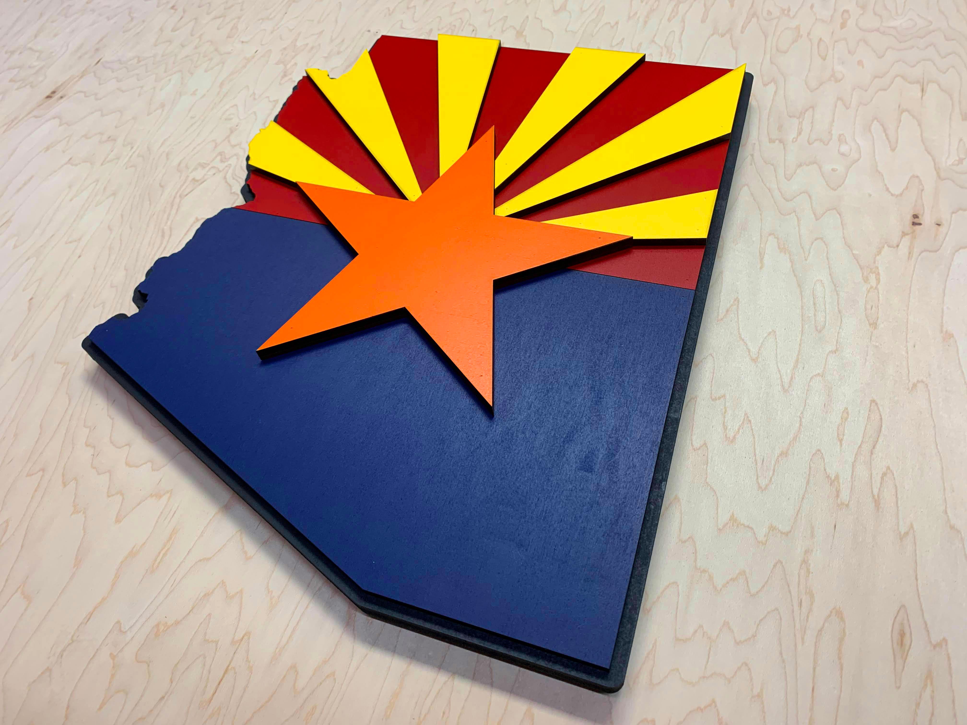 Arizona State Shape Wooden Flag by Patriot Wood
