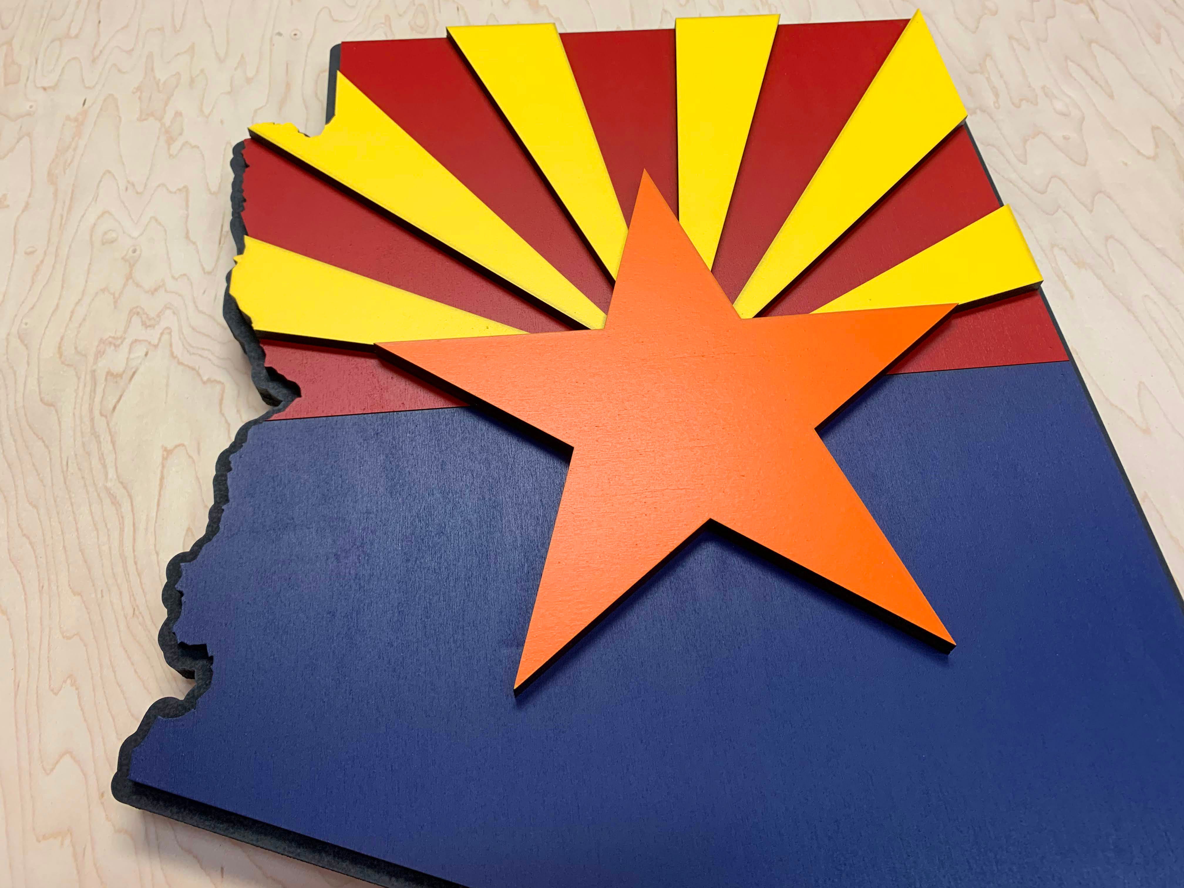 Arizona State Shape Wooden Flag by Patriot Wood