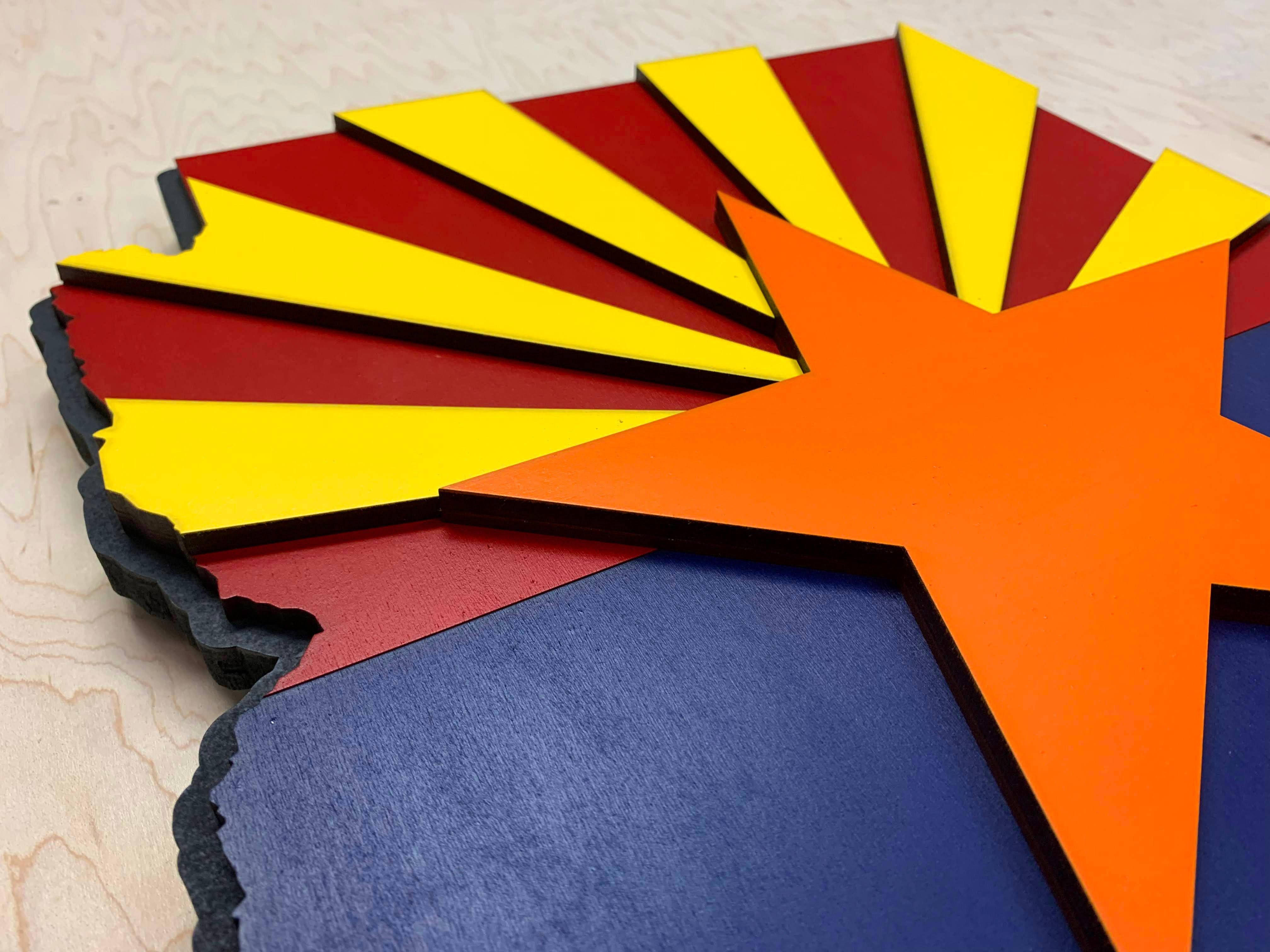Arizona State Shape Wooden Flag by Patriot Wood