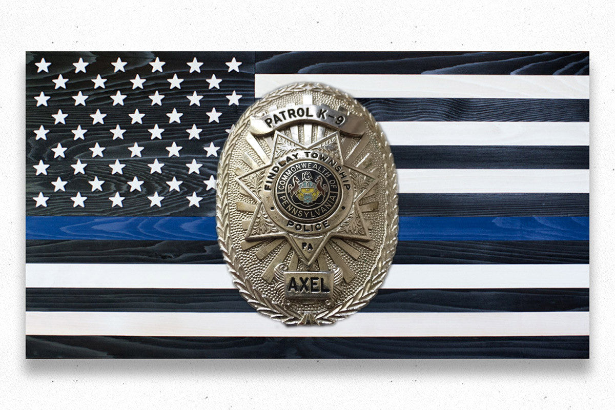 Thin Blue Line K9 Custom Wood Flag
