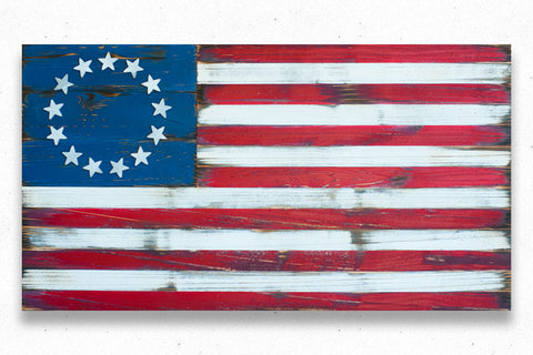 Betsy Ross Vintage Wood Flag