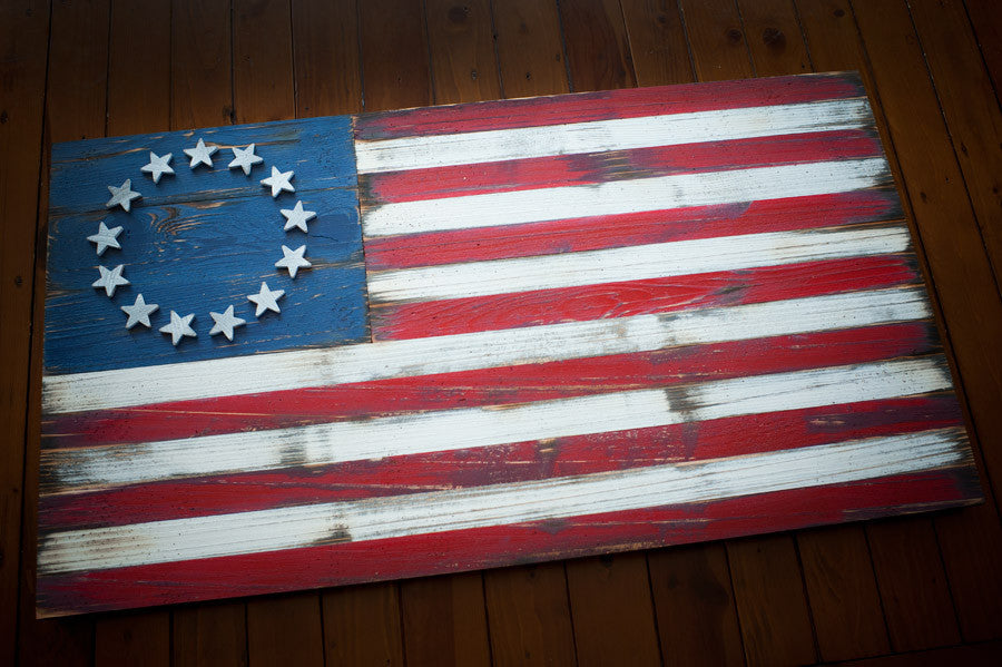 Betsy Ross Vintage Wood Flag