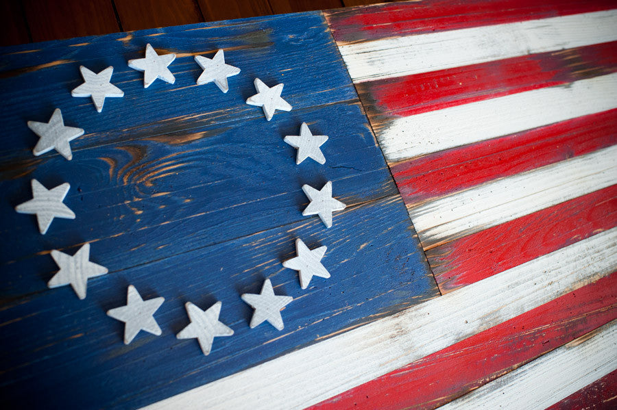Betsy Ross Vintage Wood Flag