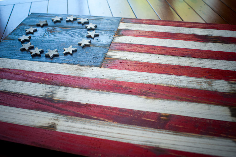 Betsy Ross Vintage Wood Flag