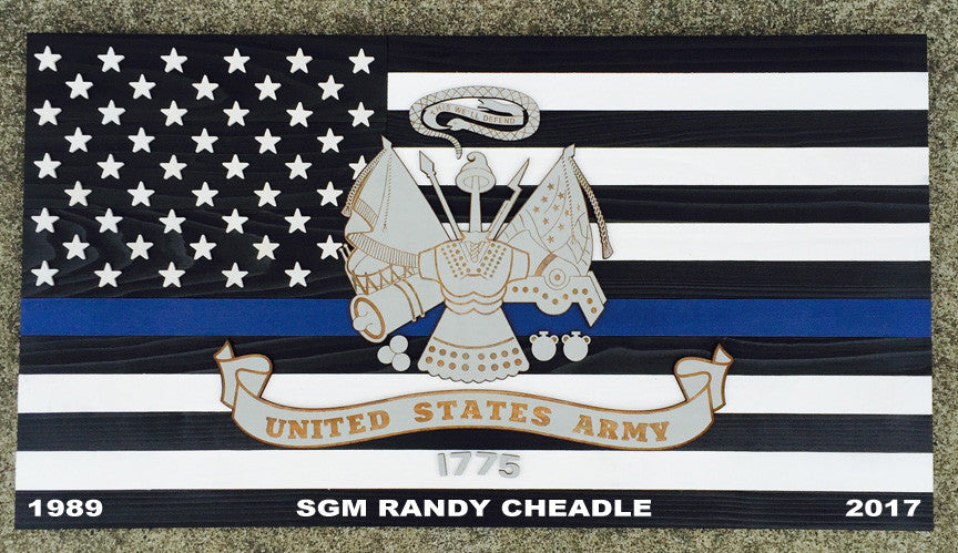 Thin Blue Line Army Wood Flag