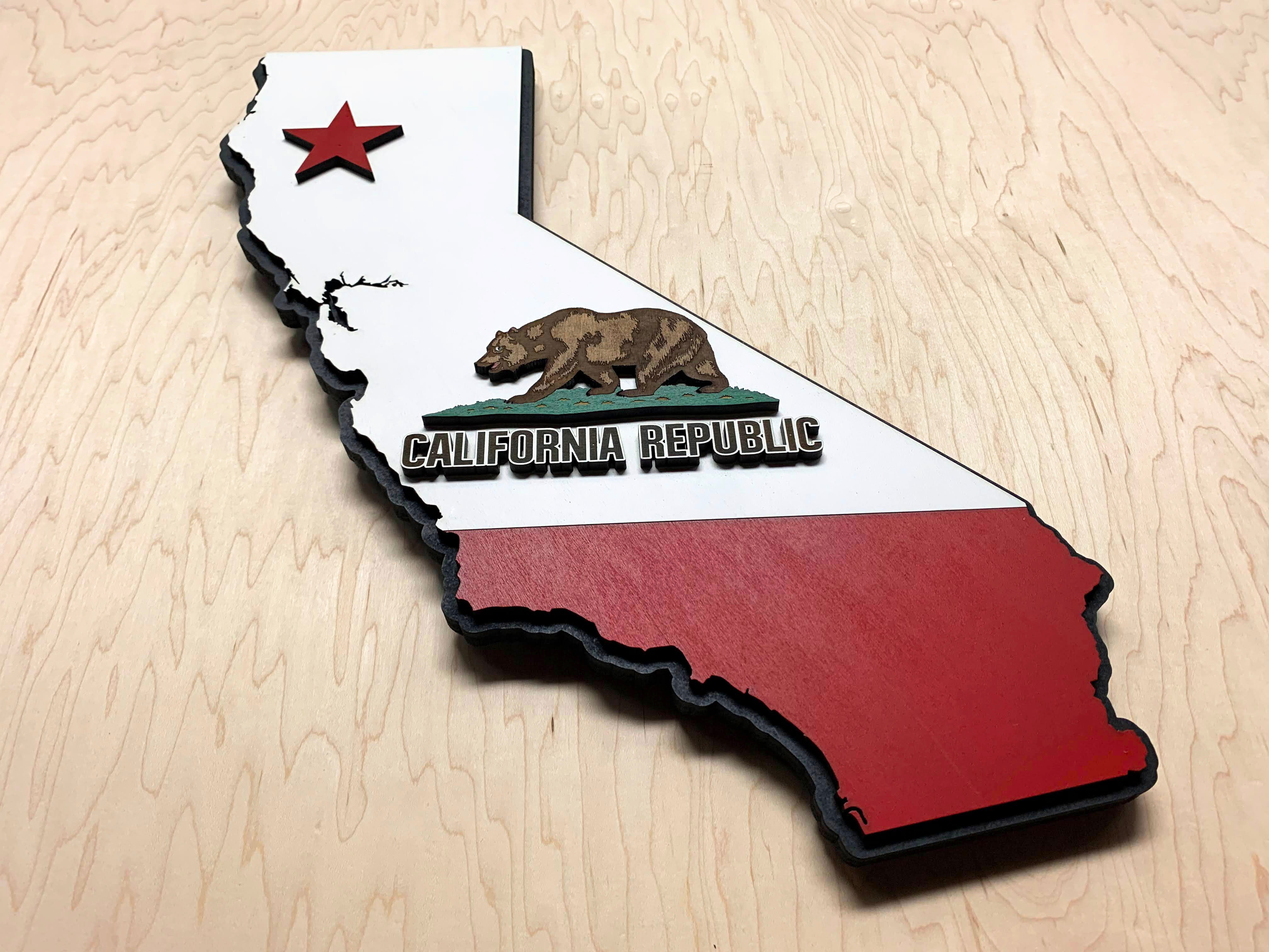California State Shape Wooden Flag by Patriot Wood