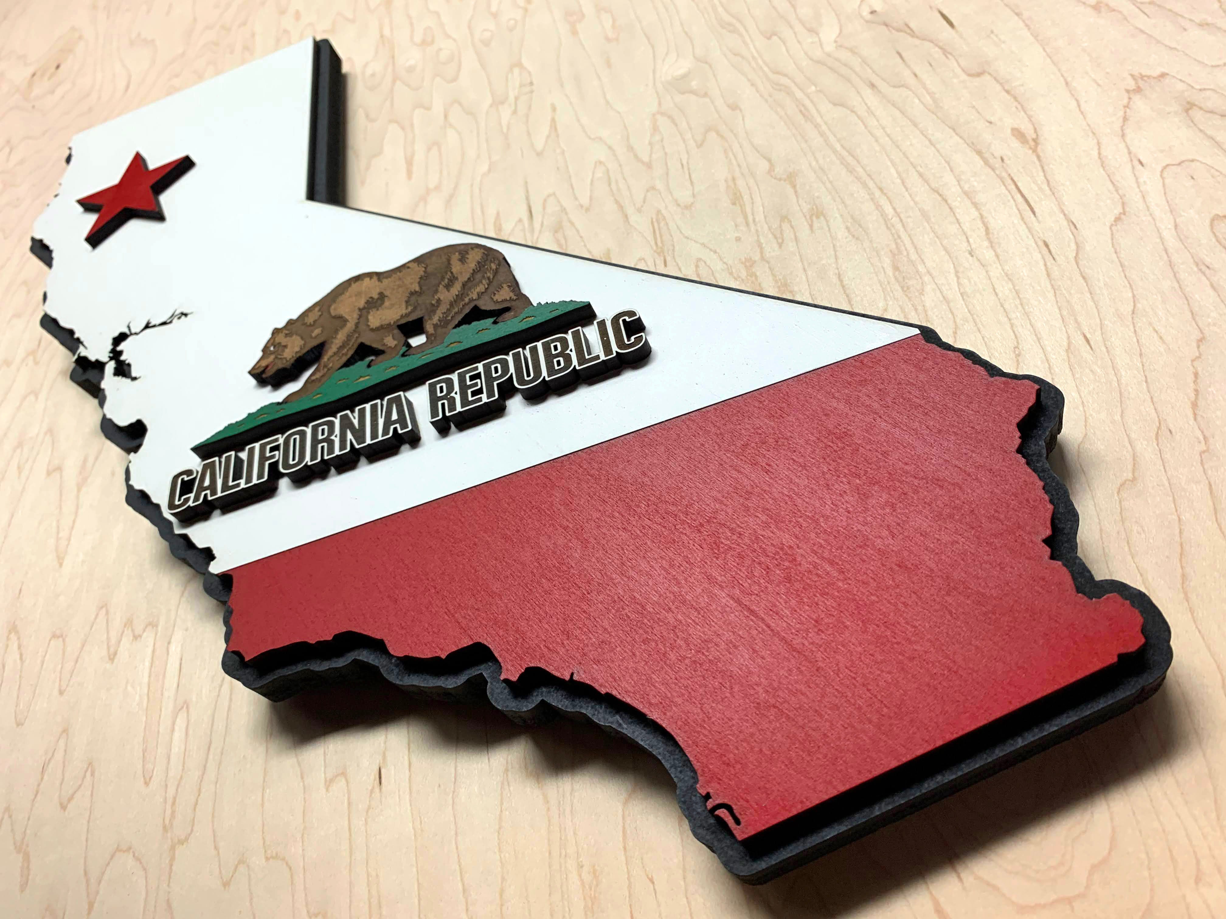 California State Shape Wooden Flag by Patriot Wood