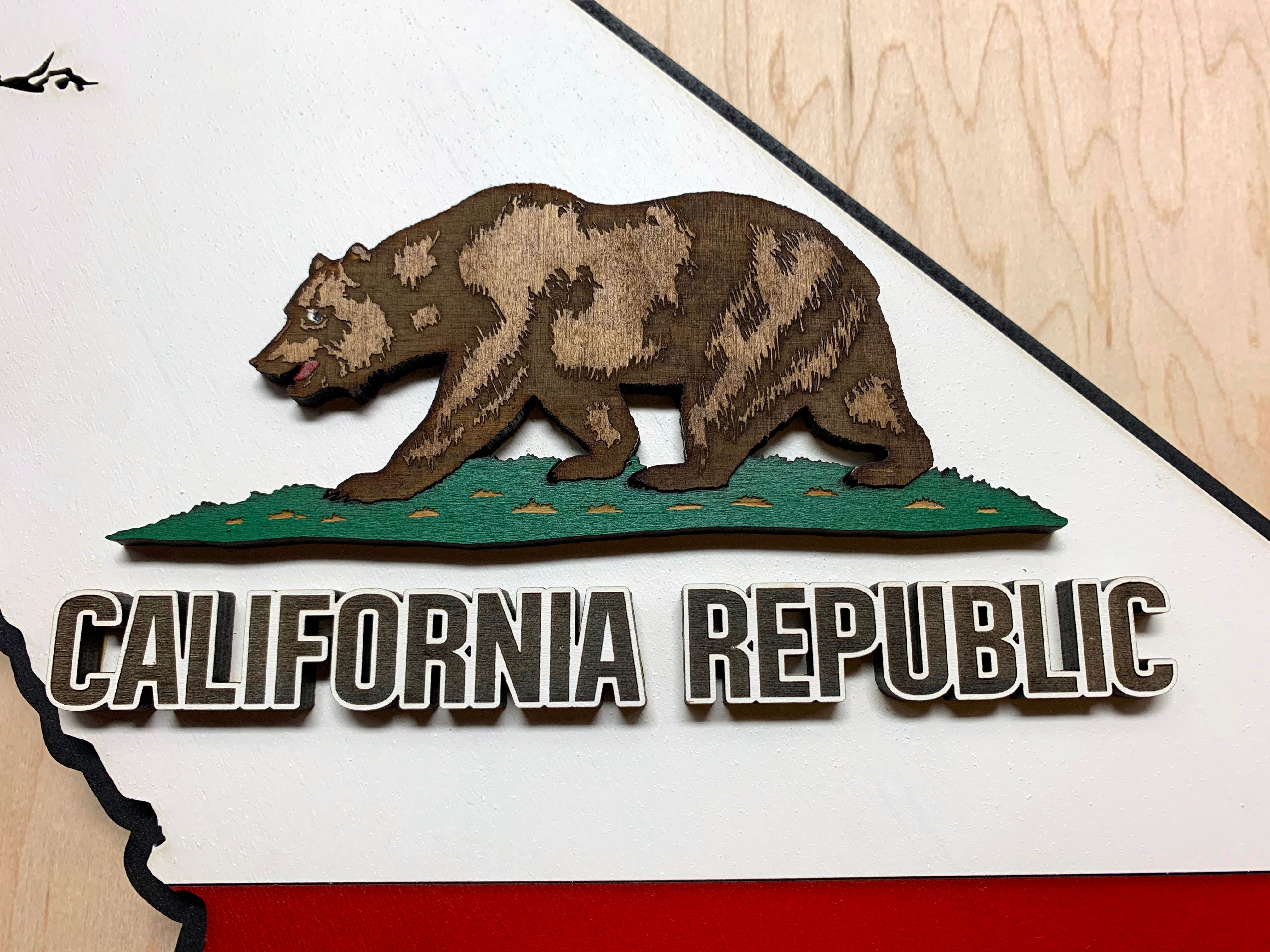 California State Shape Wooden Flag by Patriot Wood