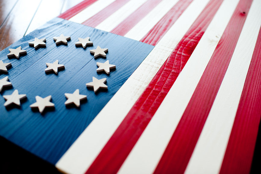 Cowpens wood flag, US wooden flag, wall art by Patriot Wood