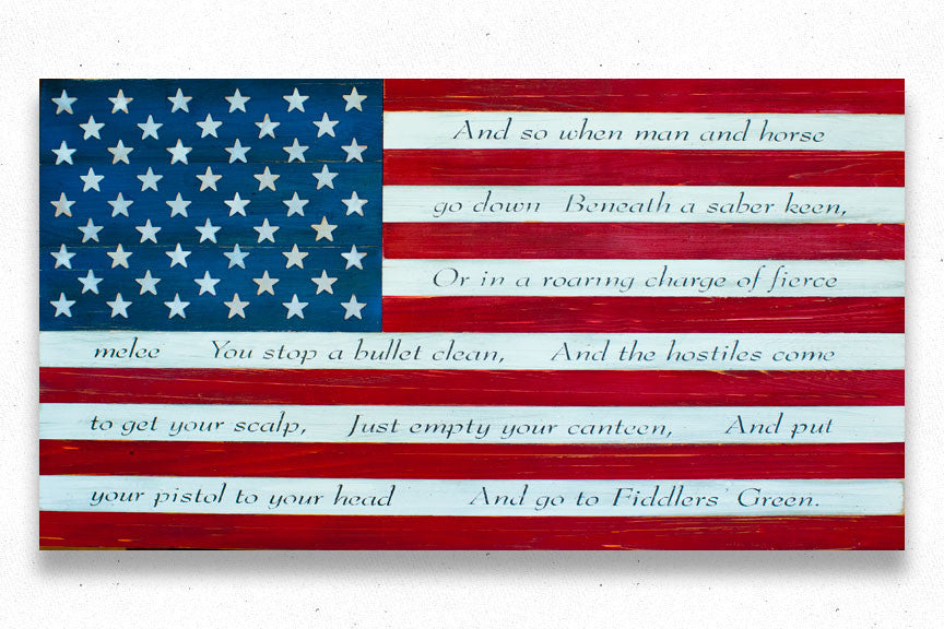 Fiddler's Green Poem on USA wood flag