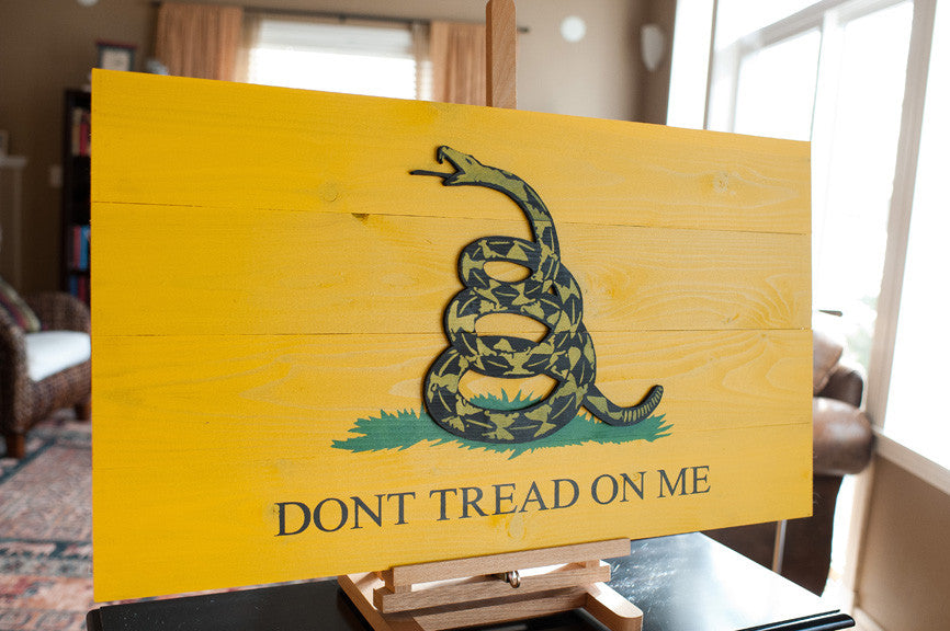 Gadsden Wood Flag, Gadsden wooden flag, wall art by Patriot Wood