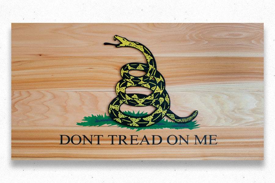 Gadsden Natural Wood Flag by Patriot Wood