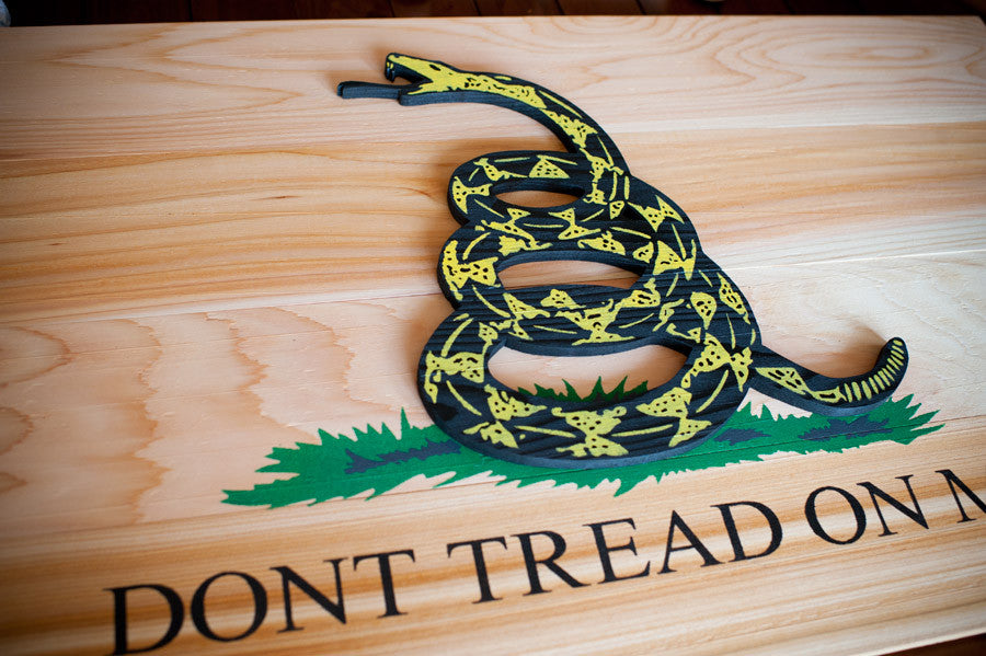 Gadsden Natural Wood Flag by Patriot Wood