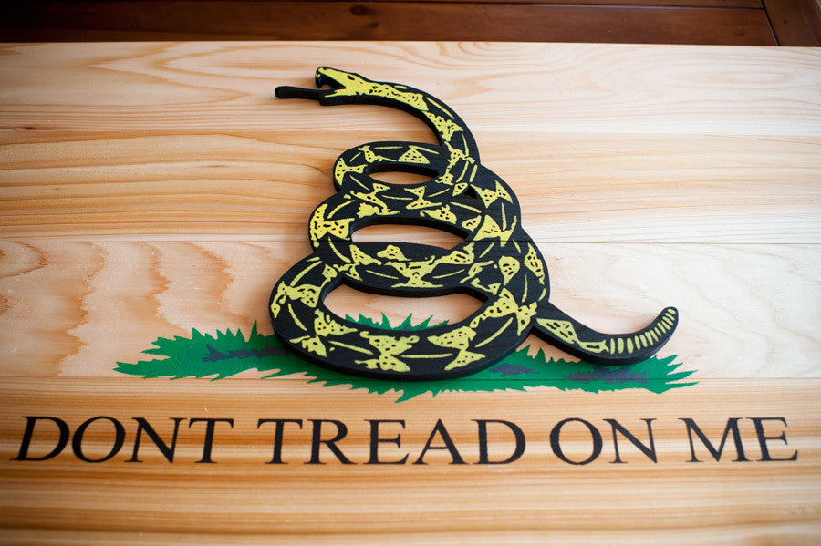 Gadsden Natural Wood Flag by Patriot Wood