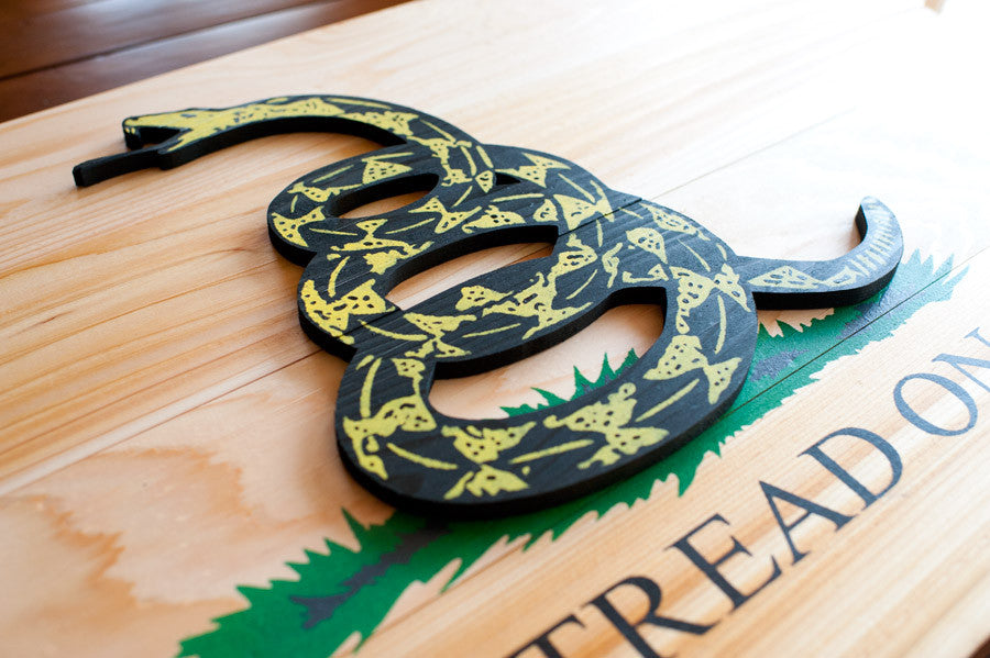Gadsden Natural Wood Flag by Patriot Wood