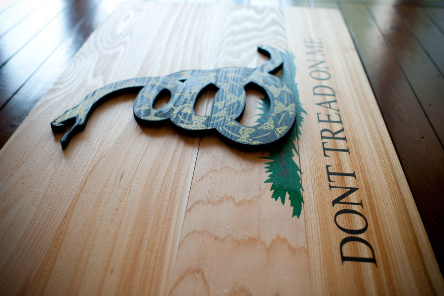 Gadsden Natural Wood Flag by Patriot Wood