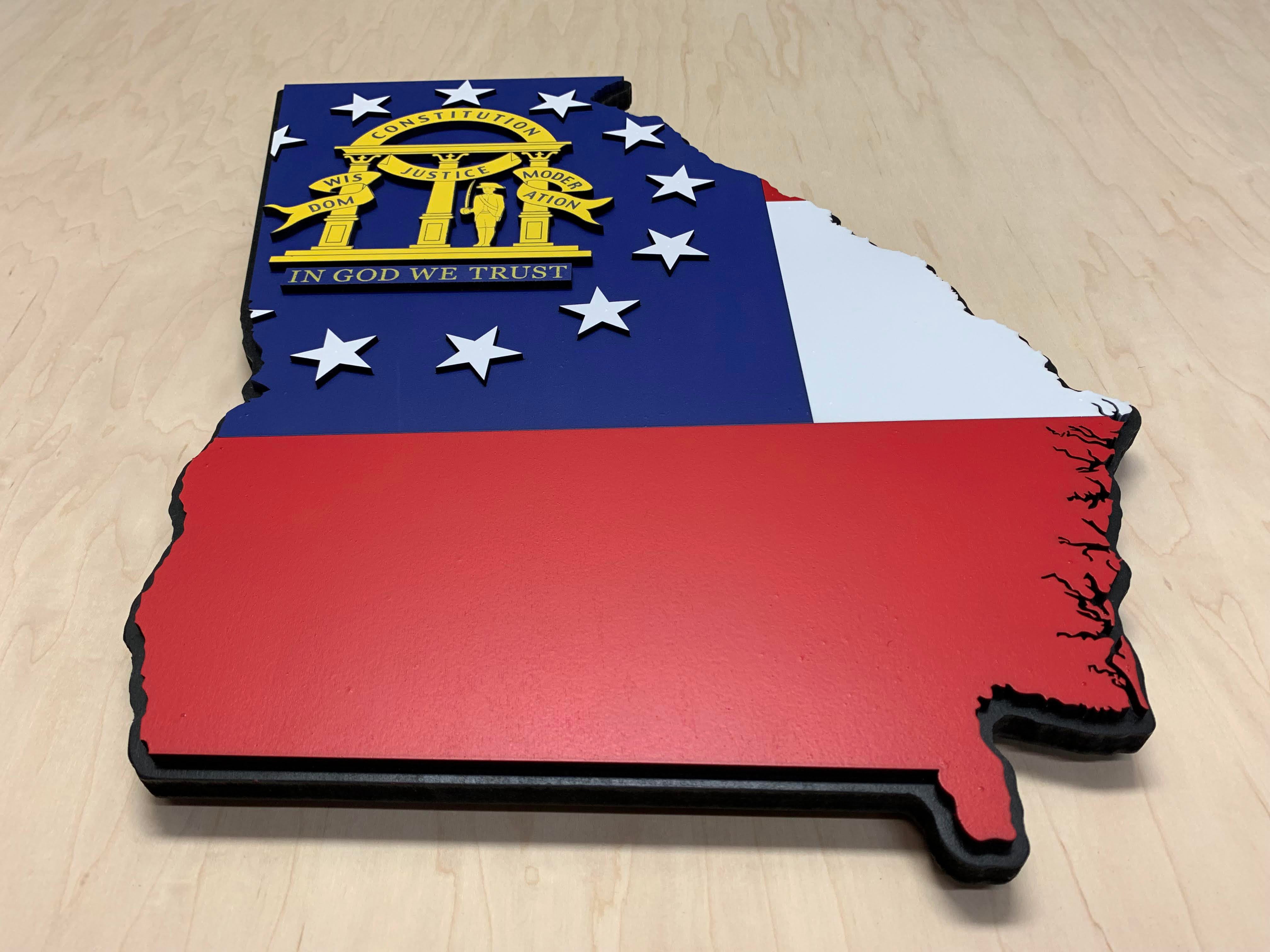 Georgia State Shape Wooden Flag by Patriot Wood