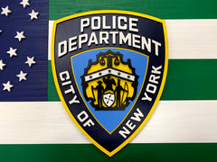 New York City Police Department w/NYPD Shield Wooden Flag