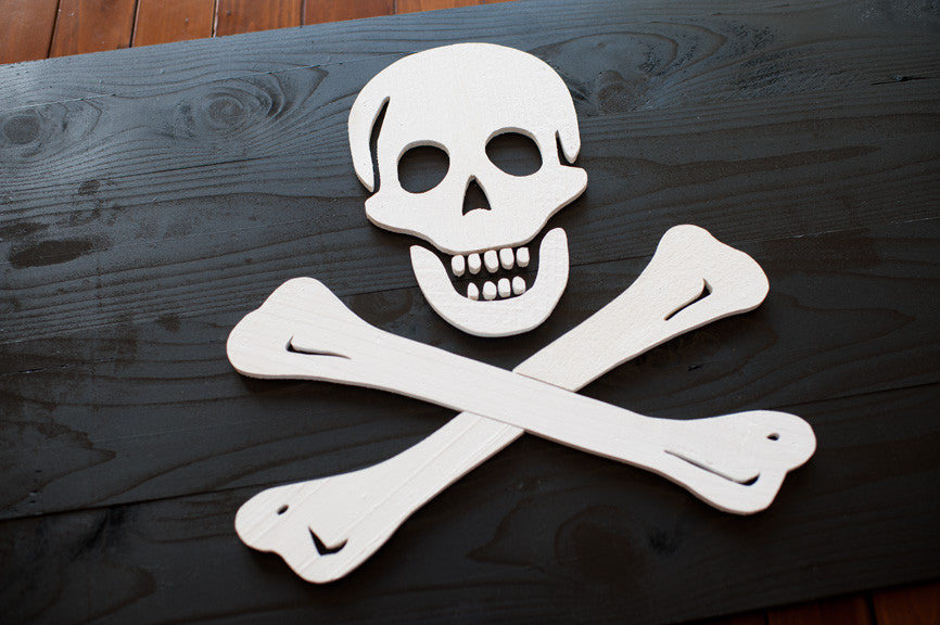 Jolly Roger wood flag, pirate wood wall art by Patriot Wood
