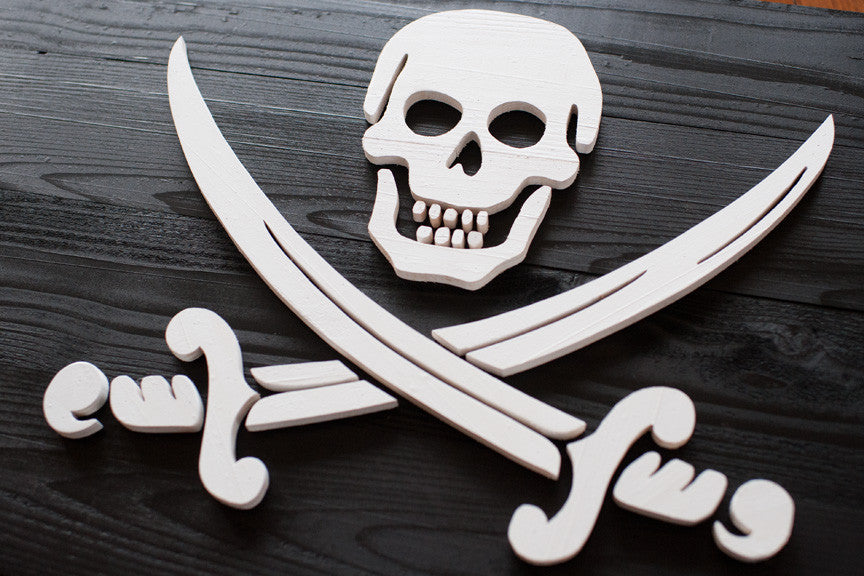 Calico Jack Jolly Roger Wood Flag