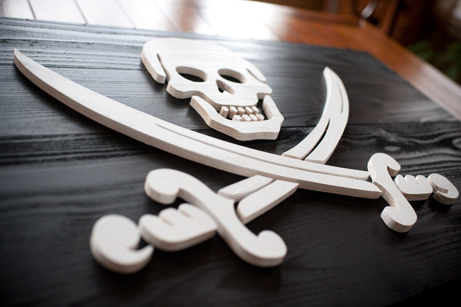 Calico Jack Jolly Roger Wood Flag