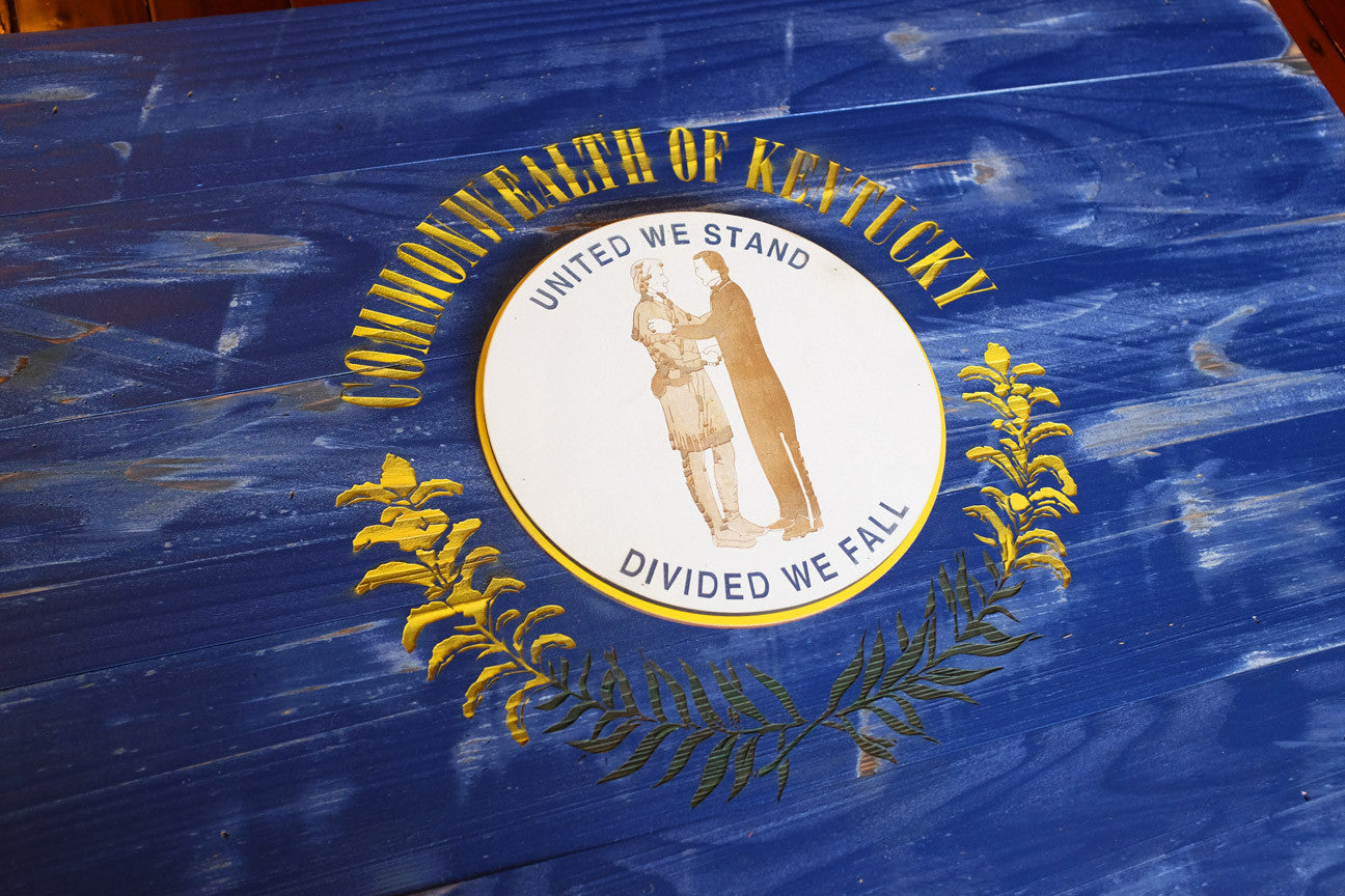 Kentucky Wood Flag in Vintage finish handmade by Patriot Wood