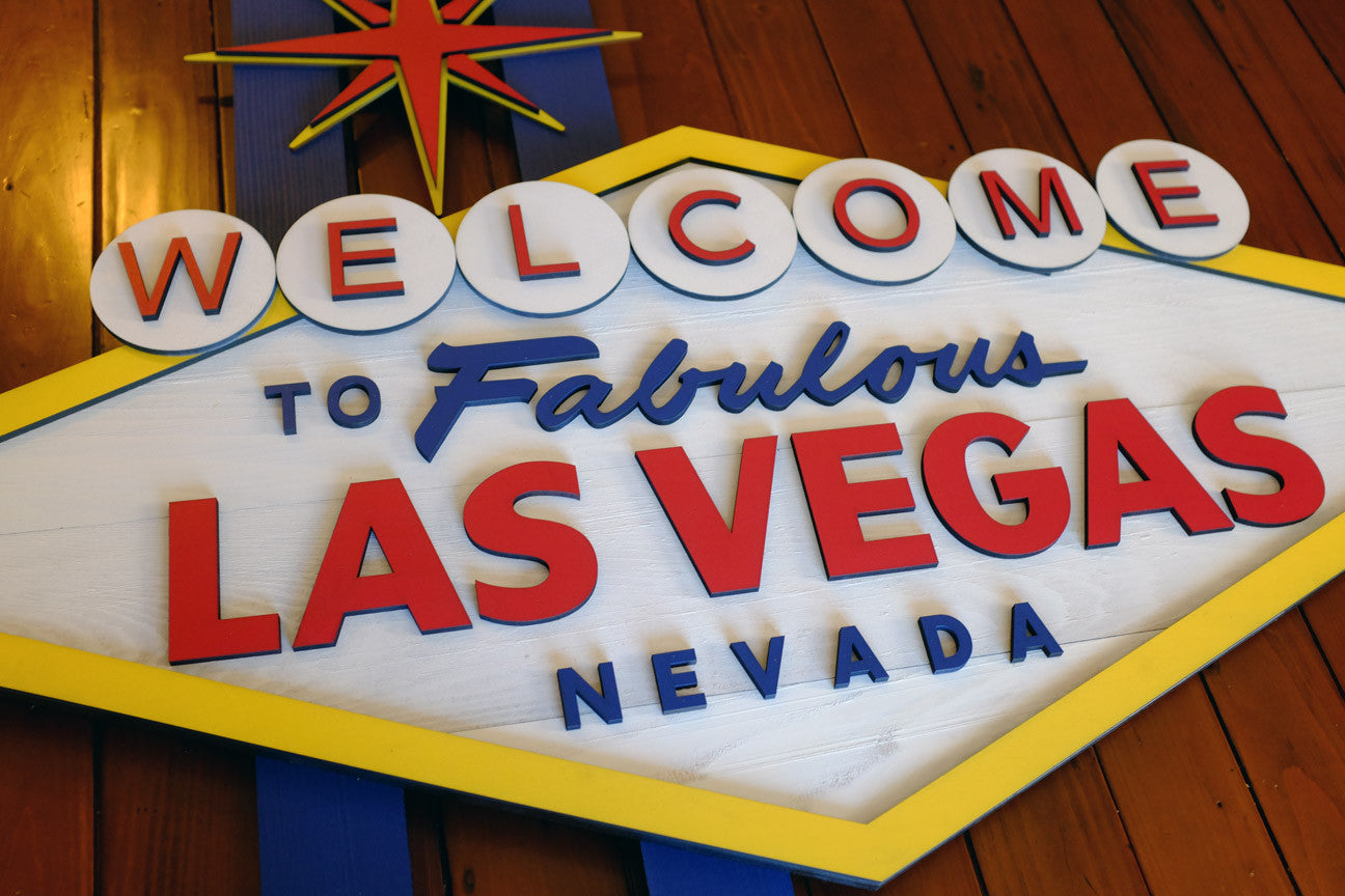 Welcome To Las Vegas wood sign handmade by Patriot Wood