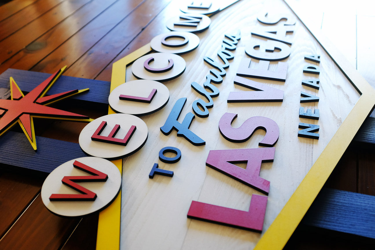 Welcome To Las Vegas wood sign handmade by Patriot Wood