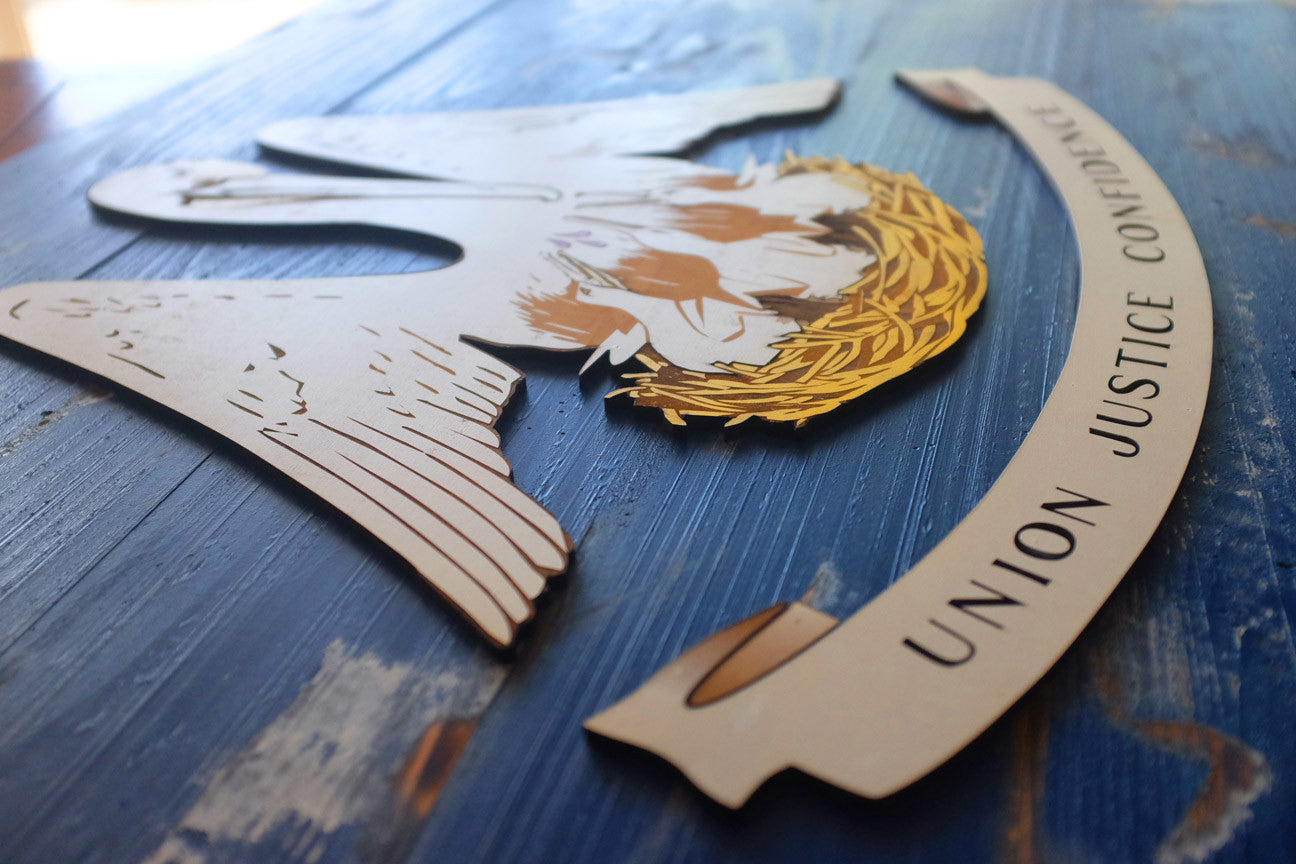 Louisiana Vintage Wood Flag handmade by Patriot Wood