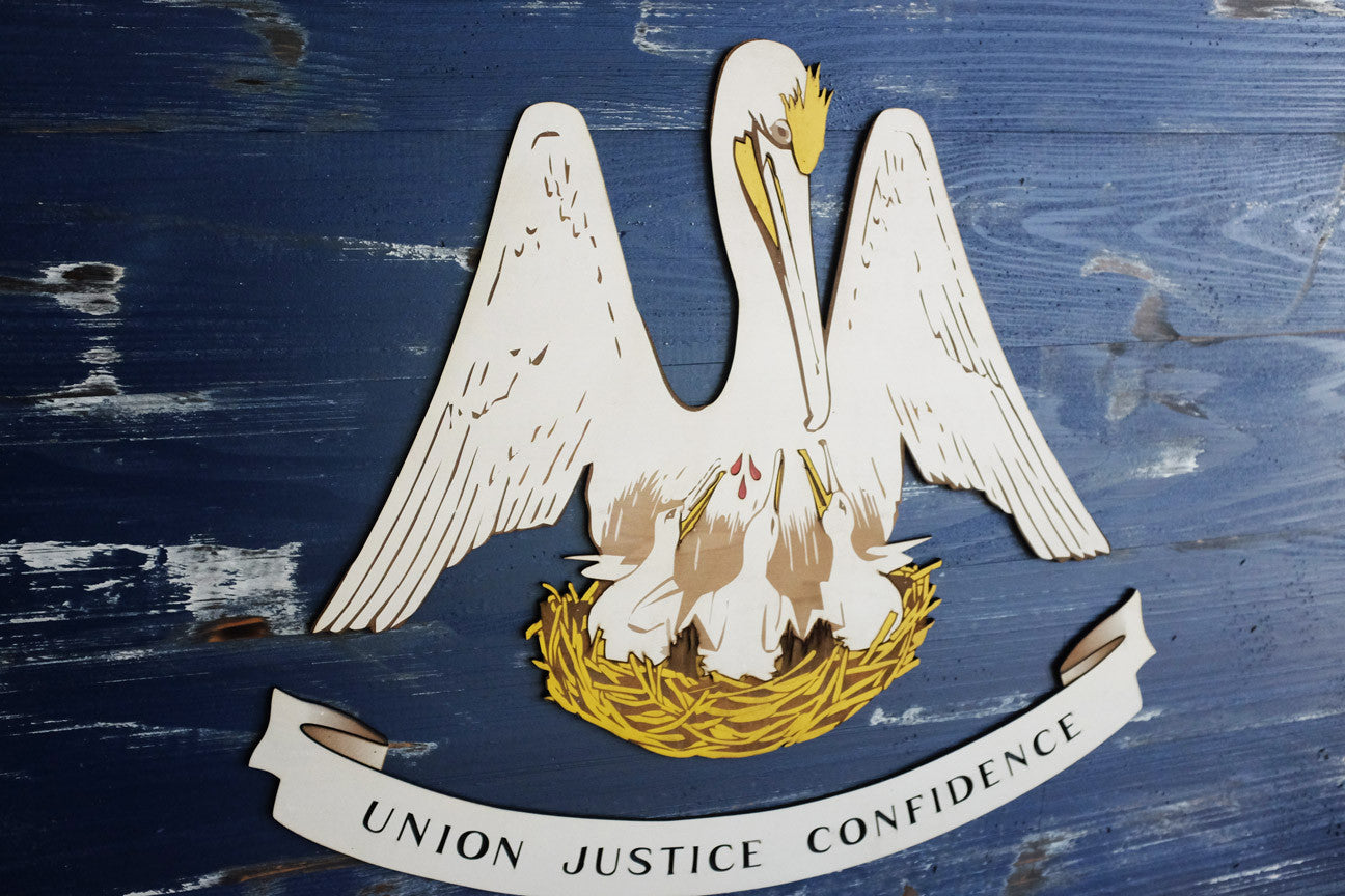 Louisiana Vintage Wood Flag handmade by Patriot Wood
