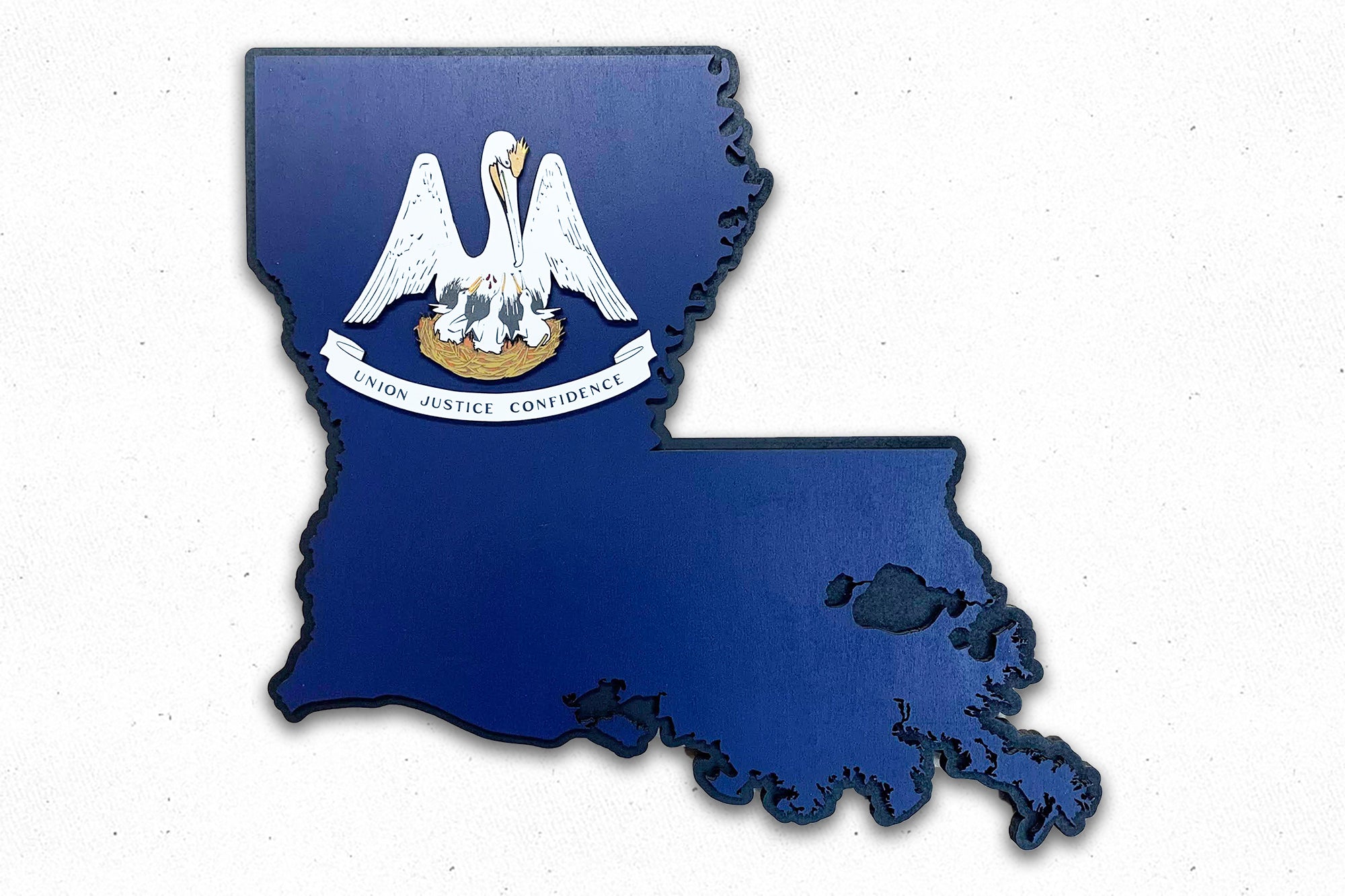 Louisiana State Shape Wooden Flag by Patriot Wood