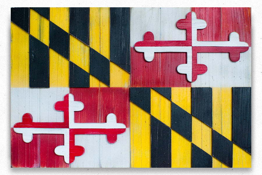 Maryland Vintage Wood Flag by Patriot Wood