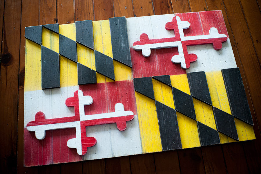 Maryland Vintage Wood Flag by Patriot Wood