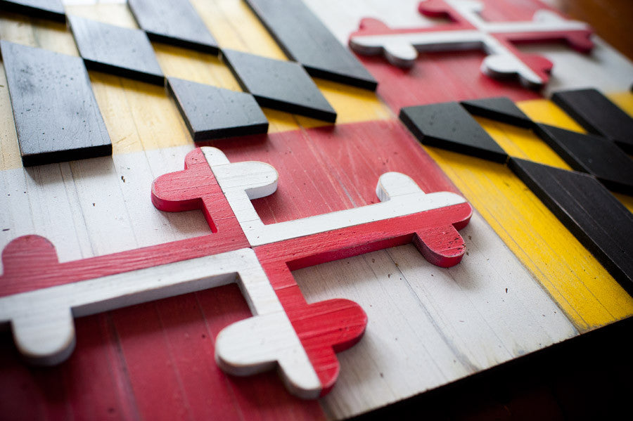 Maryland Vintage Wood Flag by Patriot Wood