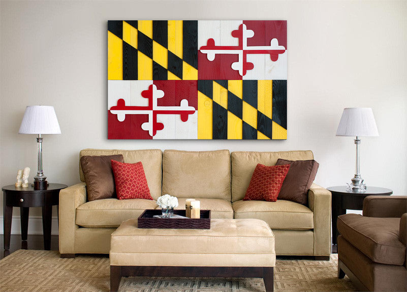 Maryland Wood Flag, wooden wall art by Patriot Wood