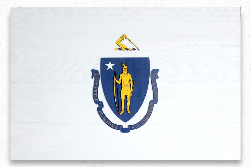 Massachusetts Vintage Wood Flag