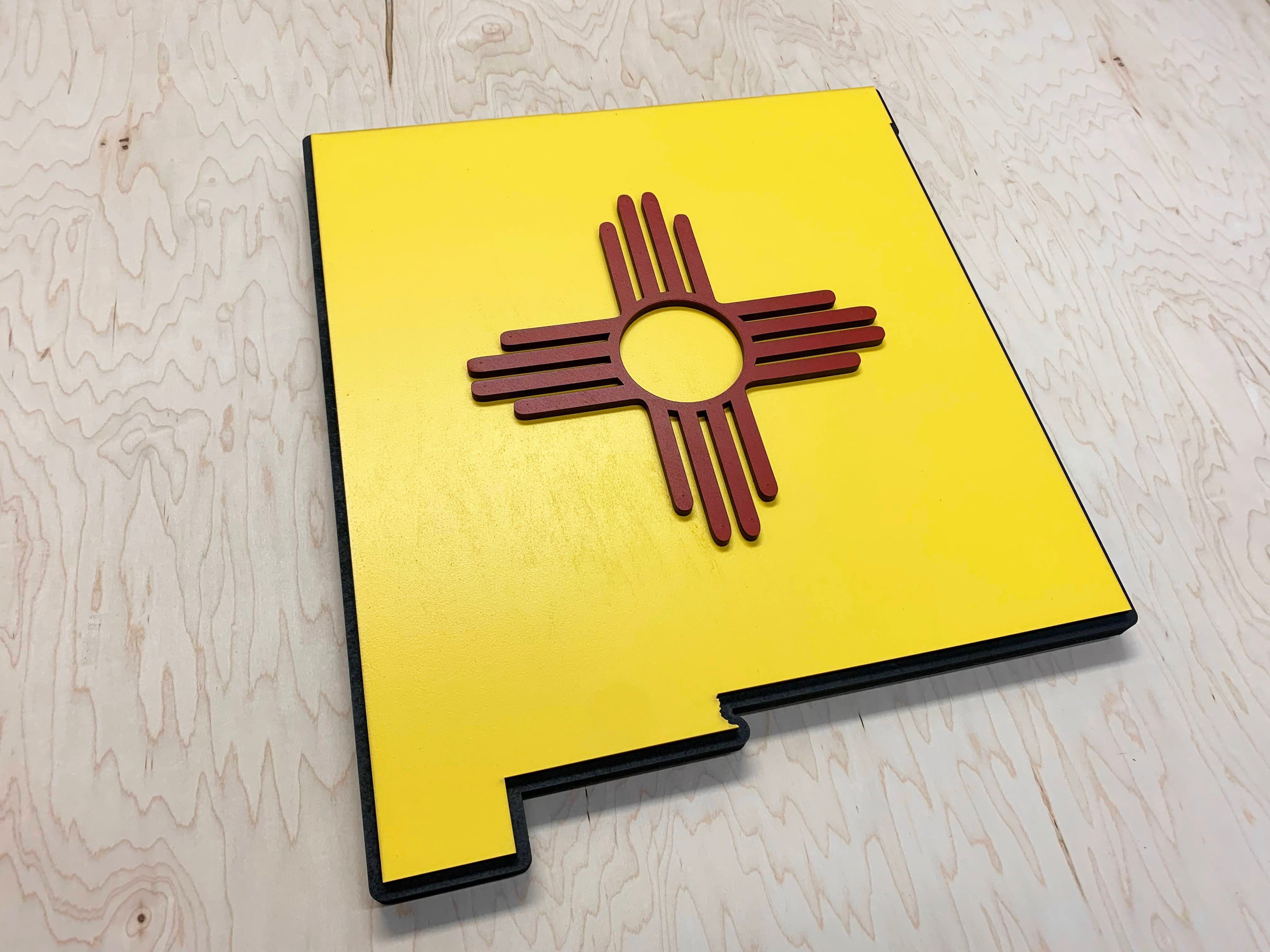 New Mexico State Shape Wooden Flag by Patriot Wood