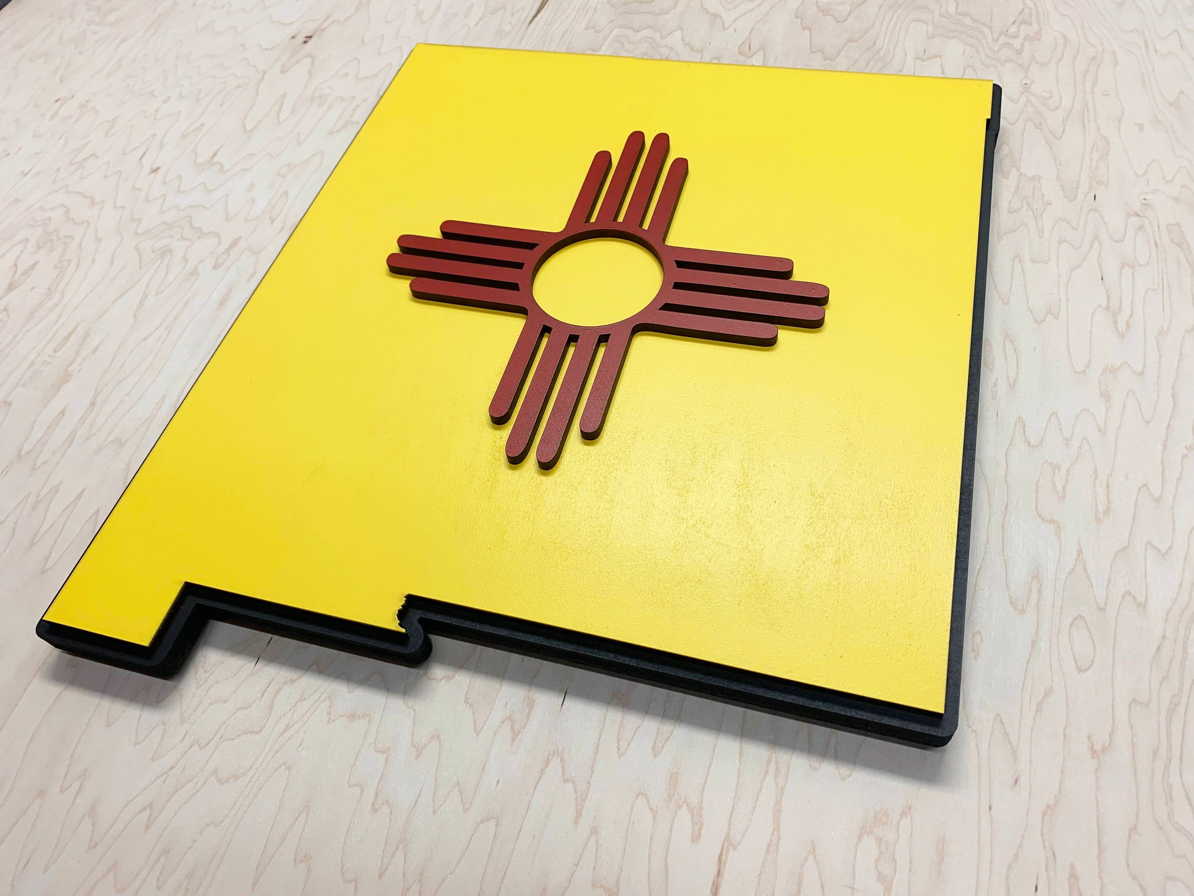 New Mexico State Shape Wooden Flag by Patriot Wood