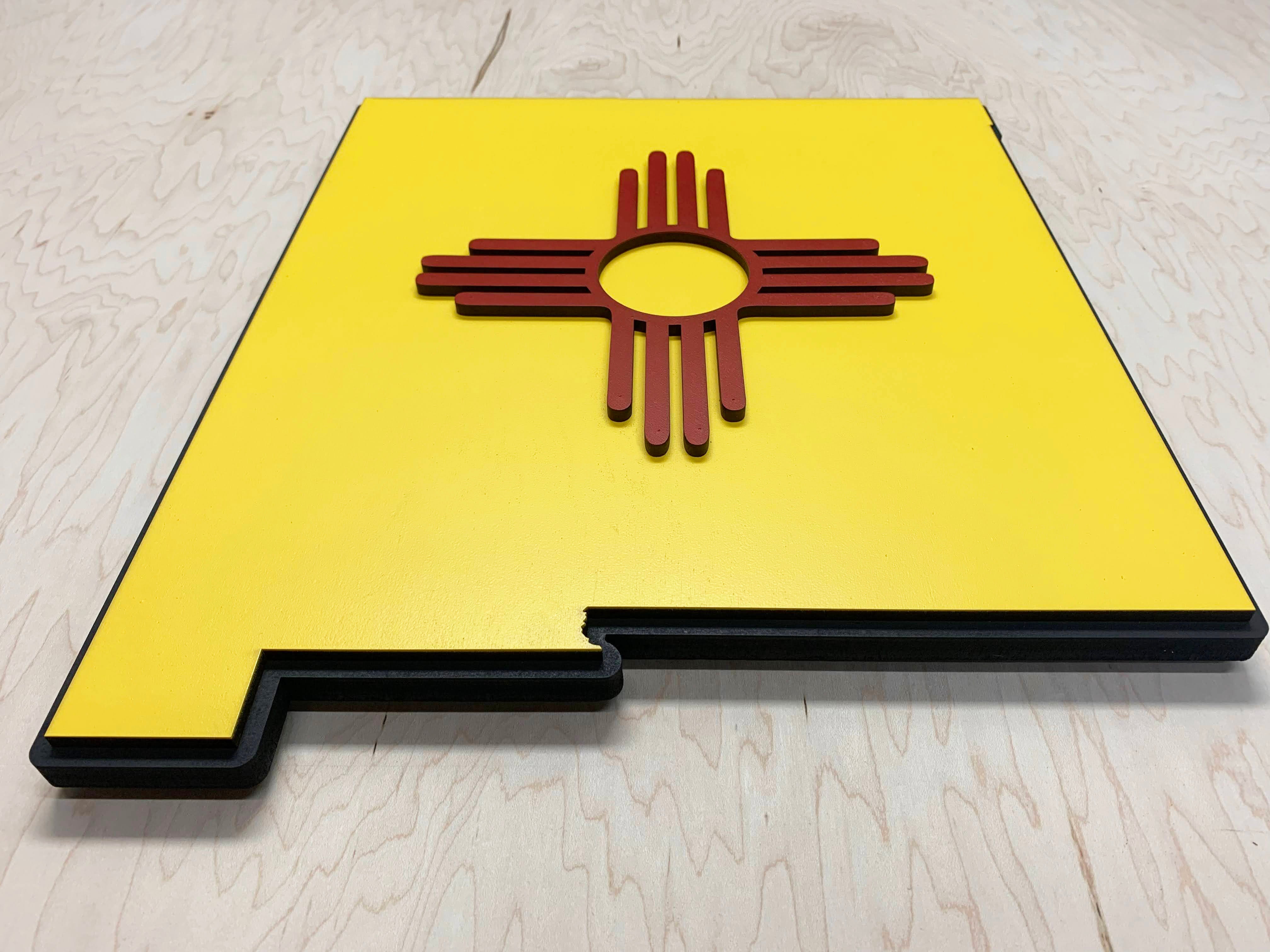 New Mexico State Shape Wooden Flag by Patriot Wood