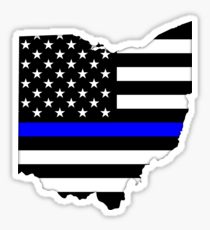 Thin Blue Line Ohio Wood Flag