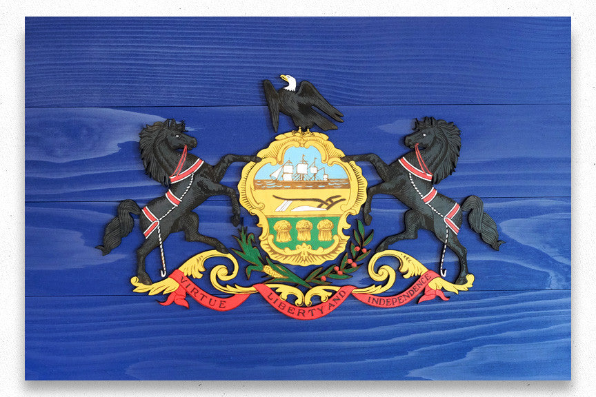 Pennsylvania Wood Flag handmade by Patriot Wood