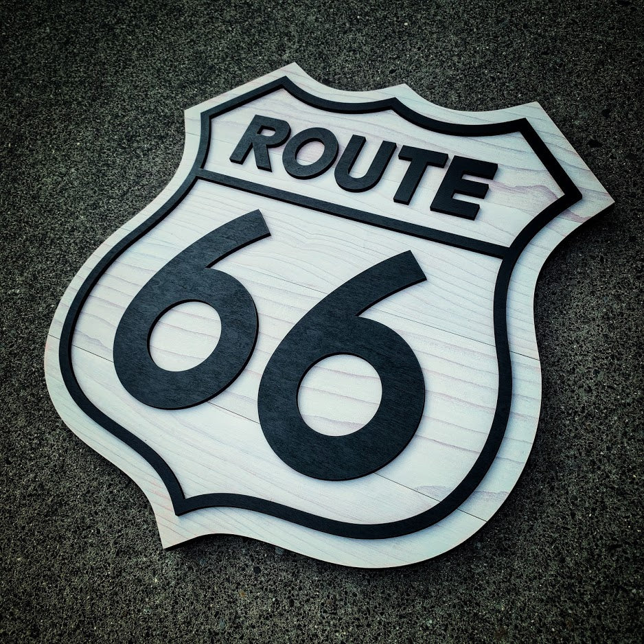 Route 66 Sign Wooden Wall Art by Patriot Wood