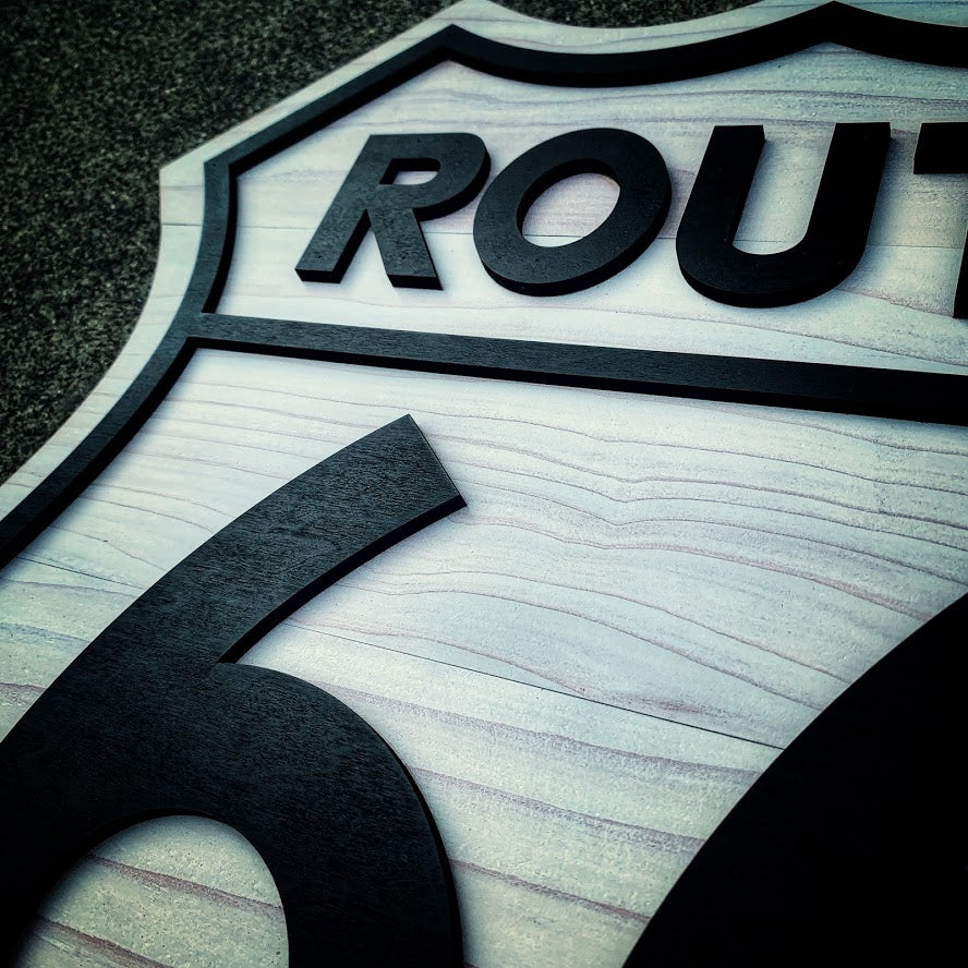 Route 66 Sign Wooden Wall Art by Patriot Wood