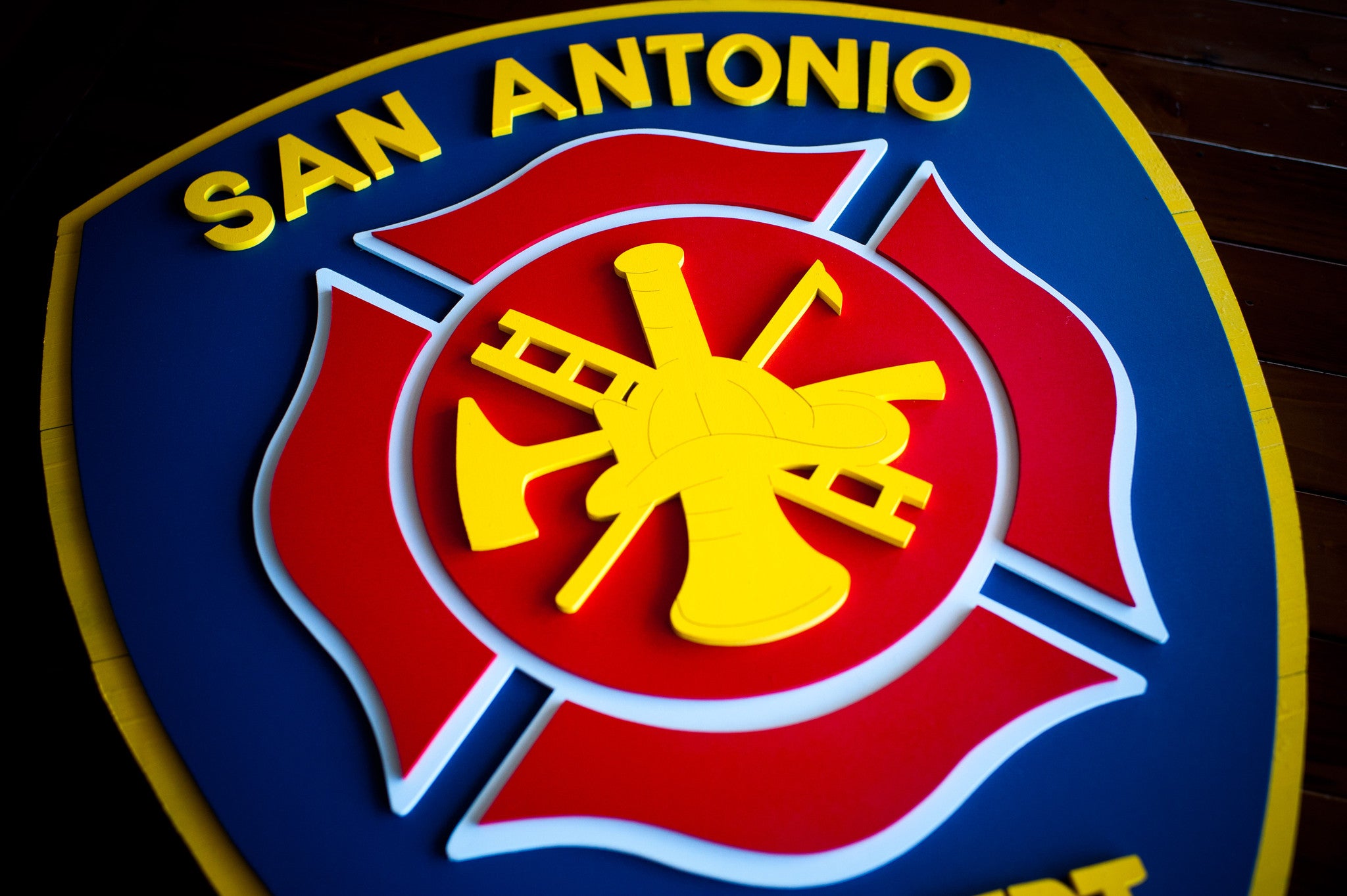 San Antonio Fire Dept Wooden Flag by Patriot Wood