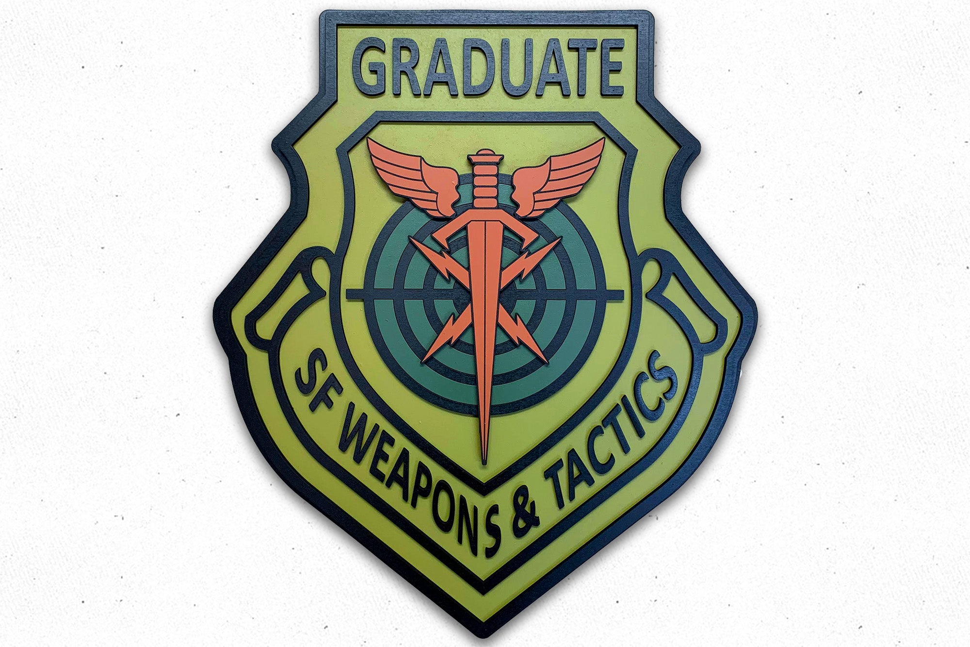 USAF Security Forces Weapons Tactics Graduate Wooden Patch by Patriot Wood