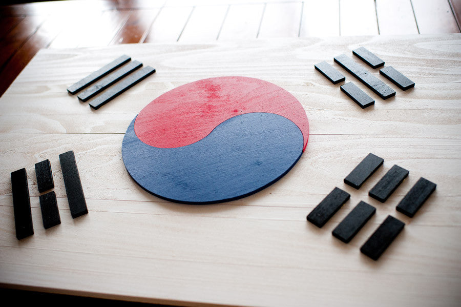 South Korea Wood Flag